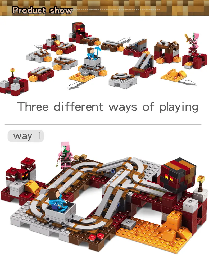 Мой Мир ад адская поезд Стив зомби свинья Совместимость Legoings цифры Minecrafted