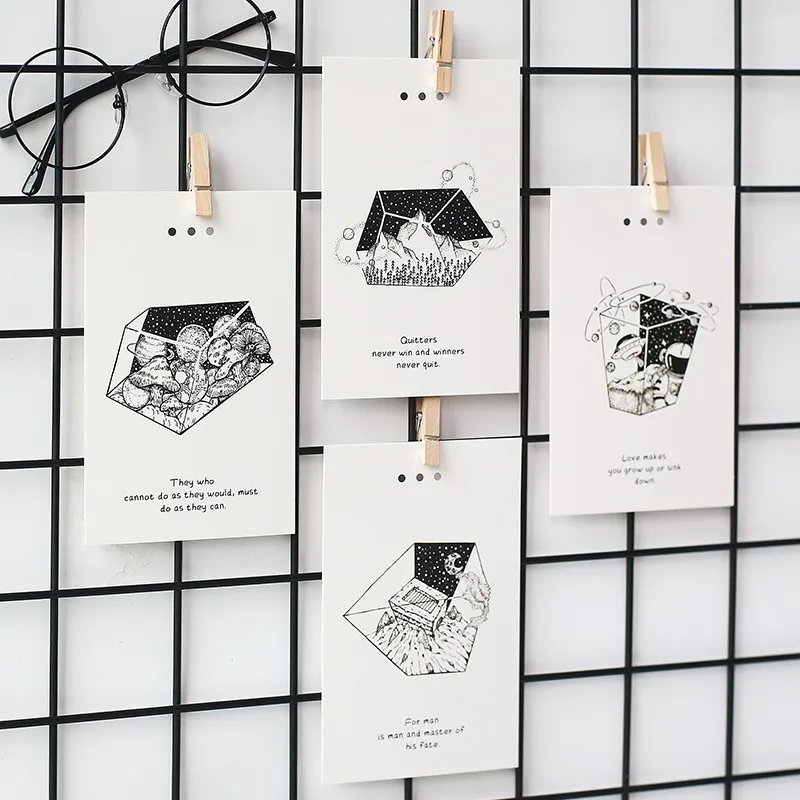 30 шт./лот черно белая мультяшная Звездная открытка небо бумажная карта День