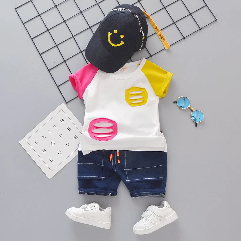 2019 летний костюм для мальчиков с коротким рукавом детское летнее платье героями