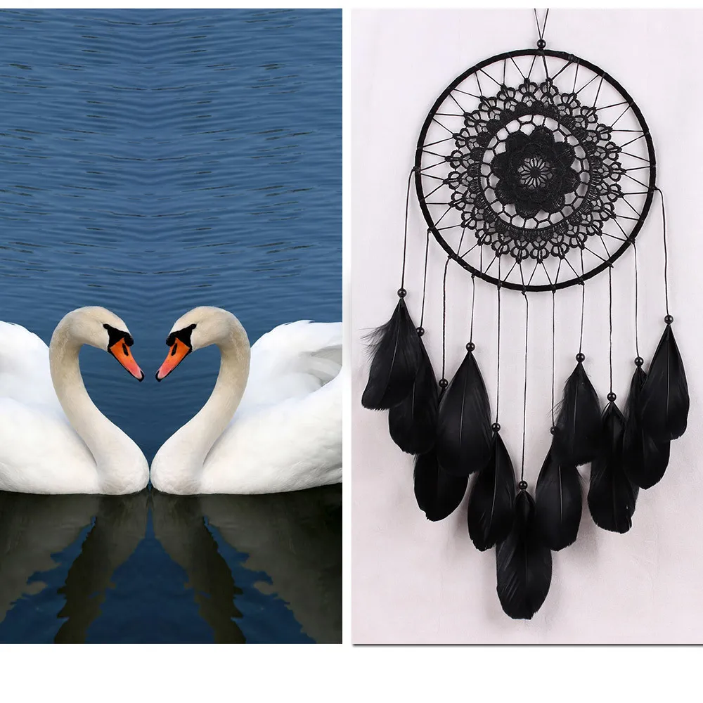 Красивый Ловец снов ручная работа с черными перьями Кружевная Сетка для детской машины украшение|dreamcatcher