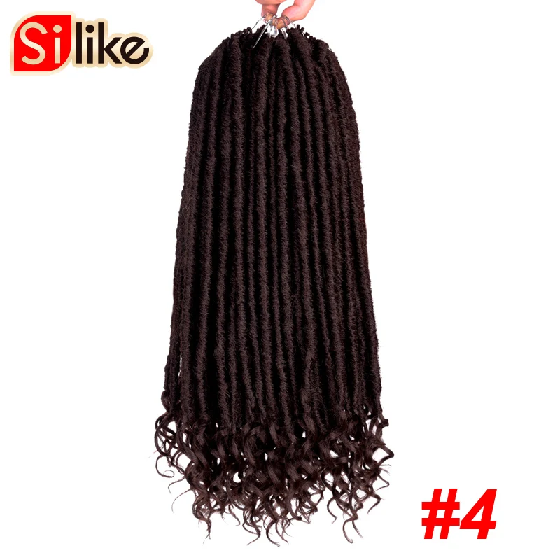 #4 Silike 14 18 дюймов мягкие Faux Locs Curly концы крючком плетение волос синтетические волосы для наращивания 24 подставки/упаковка богиня искусственный Locs - Цвет: #4