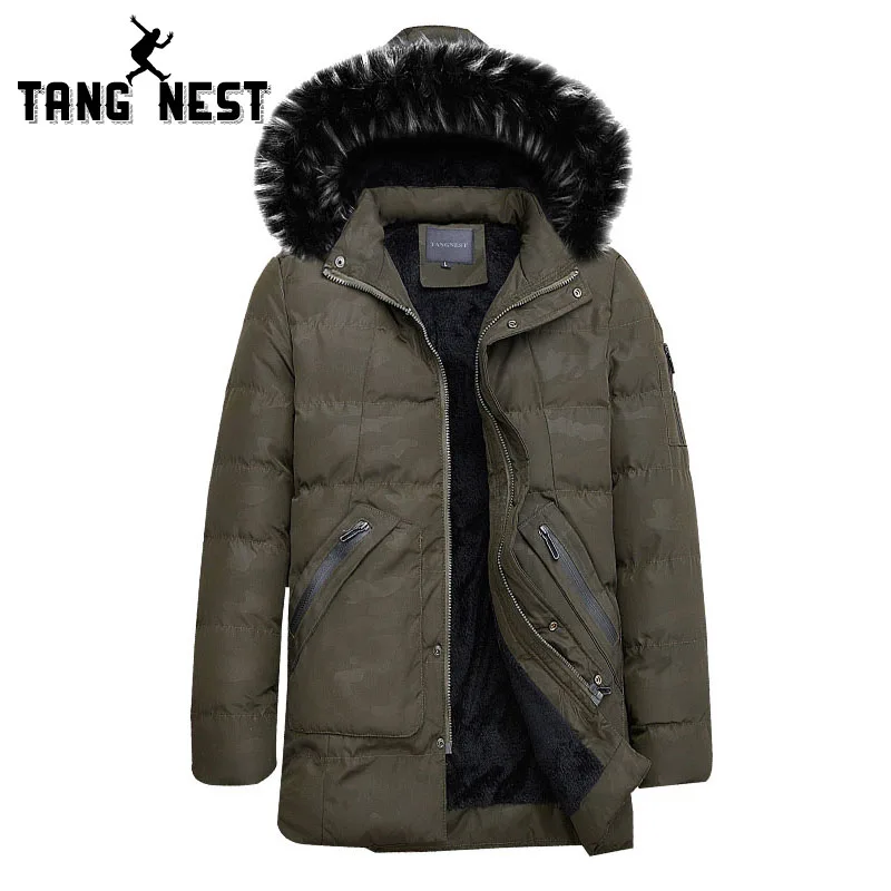 TANGNEST/Новое поступление, зимняя мужская Повседневная Удобная парка, пальто высокого качества, теплое длинное Стильное мужское пальто MWM1873