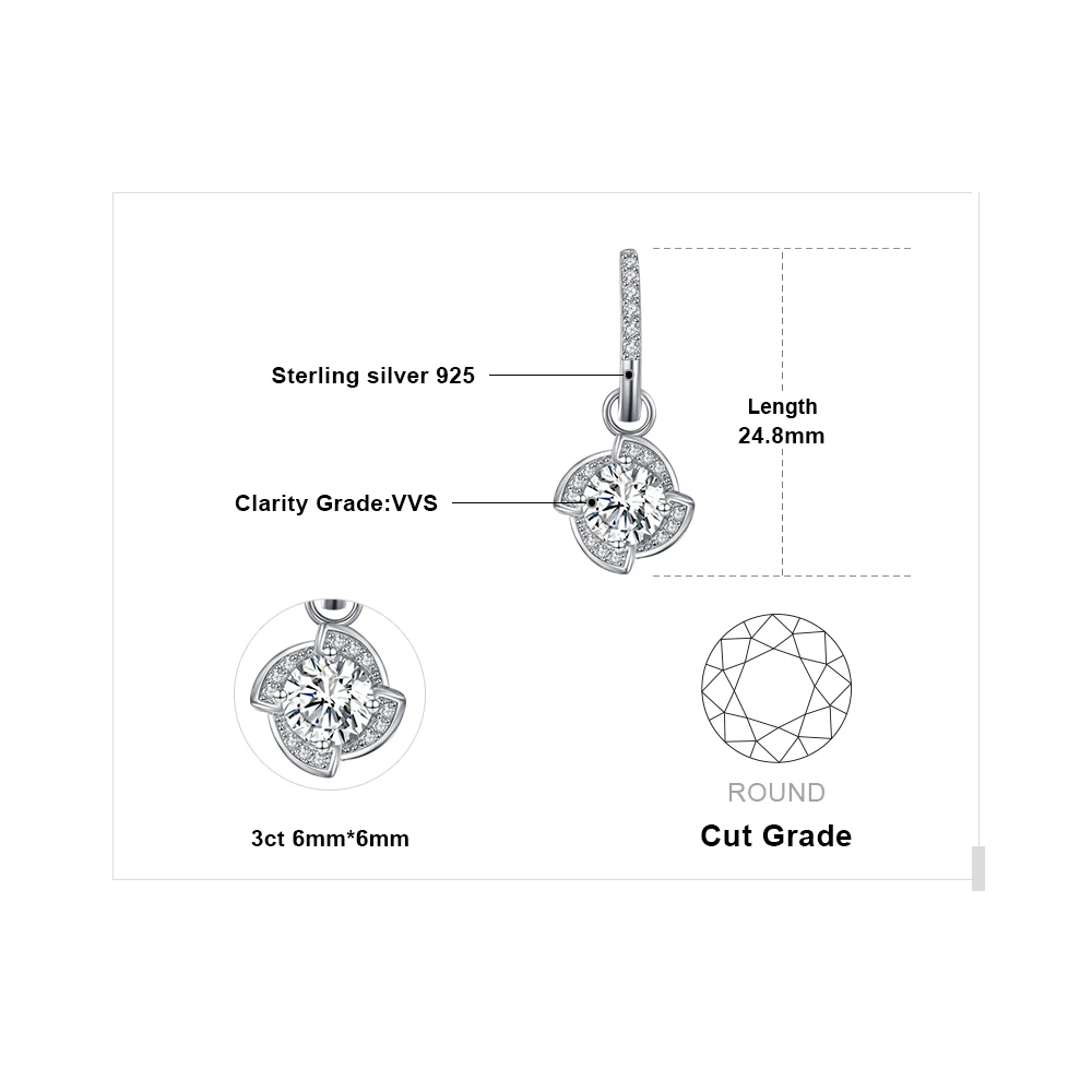 JewelryPalace цветок мельница 3.2ct кубического циркония серьги 925 пробы серебро