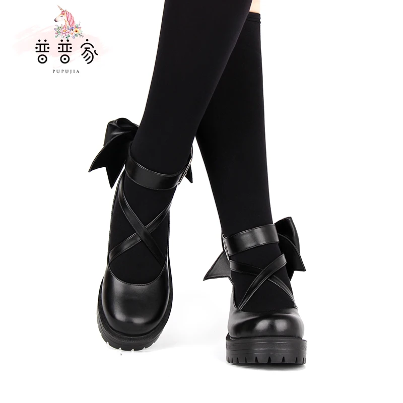 

Princess sweet lolita shoes Customized Japanese sweet soft sister Shoes Butterfly Knot Animation Shoes fashion women pu8280