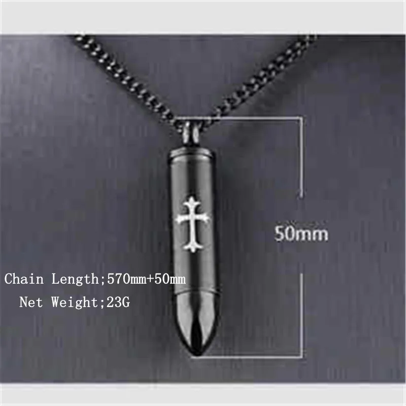 Модные панк Украшения для мужчин черный Пуля Подвеска Цепочки и ожерелья крест