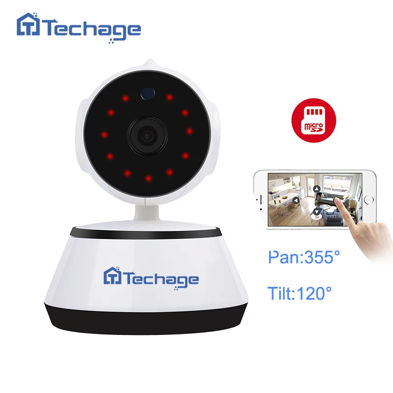 Techage 720 P HD аудио запись Wi Fi CCTV Камера SD Card ONVIF P2P Видеоняни и радионяни Встроенный