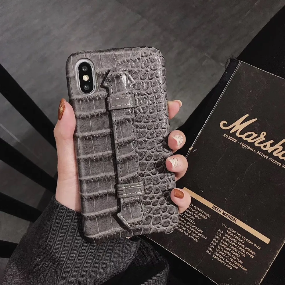 Бизнес Винтаж Роскошный крокодиловый узор для iPhoneX XS XR XSMAX 7 Plus защитная коробка Drop
