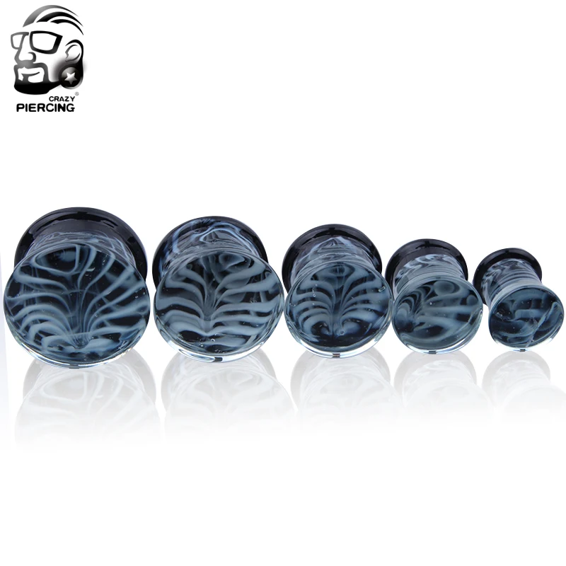 Черно белое полупрозрачное стекло медузы Для Ушей Туннель Носилки расширитель