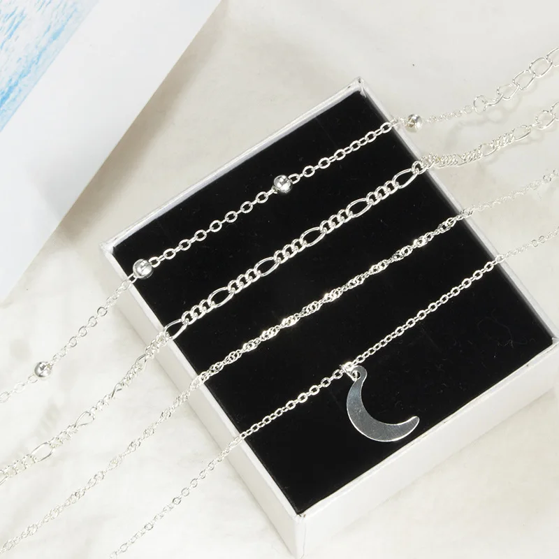 Винтажный Браслет серебряного цвета многослойный женский браслет на щиколотку с