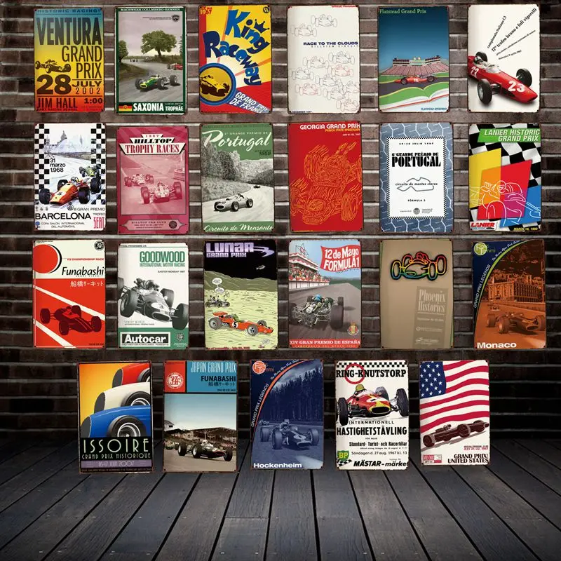 

[ DecorMan ] Car Racing old Metal Posters Custom wholesale tin signs Mural Paintings Bar PUB Decor HY-1734