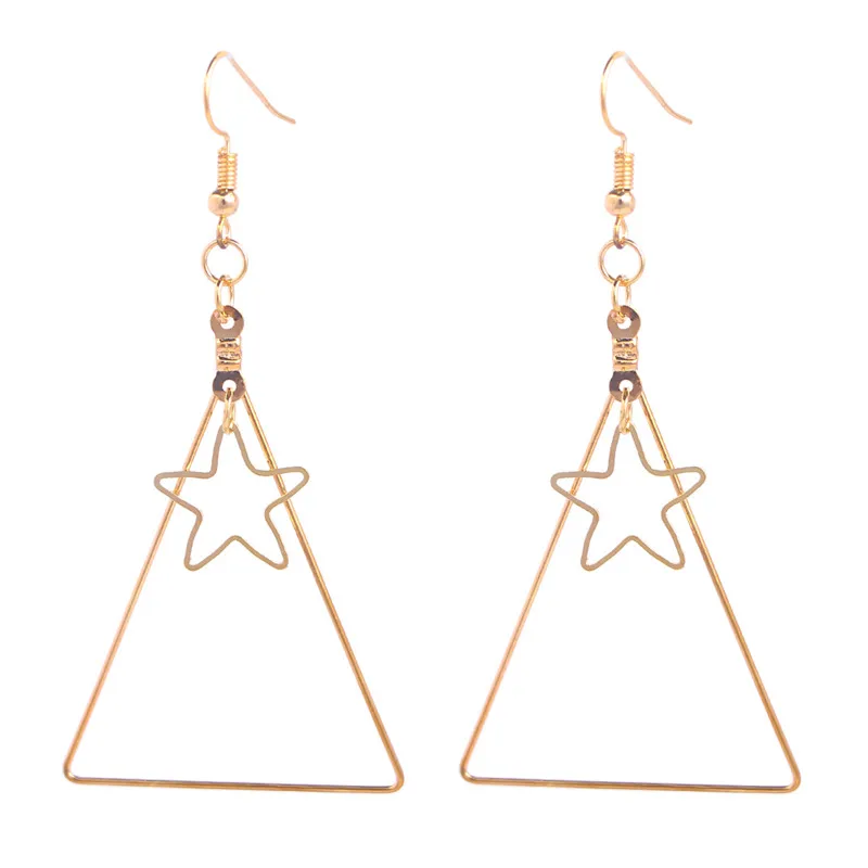 Геометрические свисающие серьги Винтажные с тройным краем в форме звезды