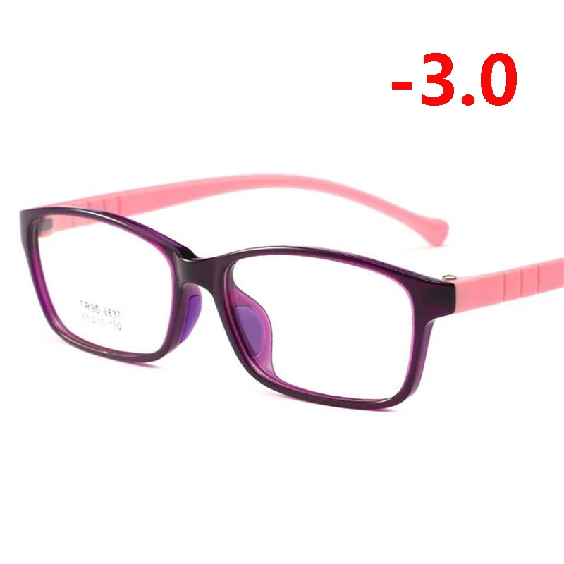 Myopia 300 1,56 асферические линзы, детские очки по рецепту для безопасности детей TR90, очки для близорукости для мальчиков и девочек, черная красная оправа, 0~-4,0 - Цвет оправы: Myopia 300