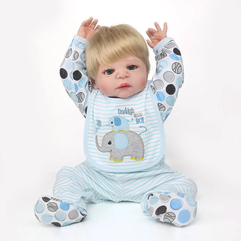 Кукла реборн NPKDOLL полностью виниловая кукла 55 см игрушки для малышей Одежда С Рисунком Слона подарок на день