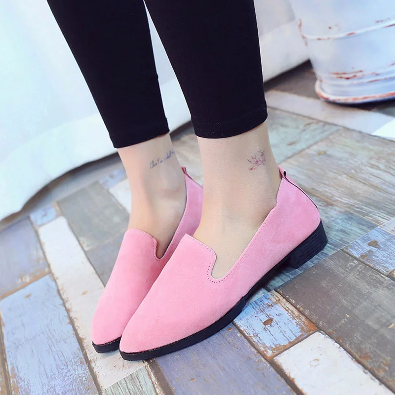 Pink Gtime/мокасины; лоферы; женская повседневная обувь без застежки на плоской подошве; однотонные туфли с острым носком; женская обувь; zapato mujer; ZSTM12 - Цвет: Pink