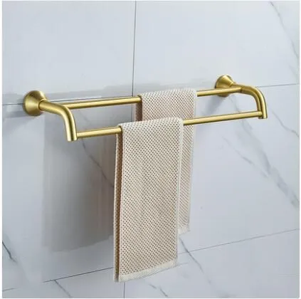 double towel bar Золотые аксессуары для ванной комнаты, держатель для полотенец, держатель для полотенец, щетка для унитаза, угловая полка для ванной комнаты, набор аксессуаров для ванной комнаты - Цвет: double towel bar