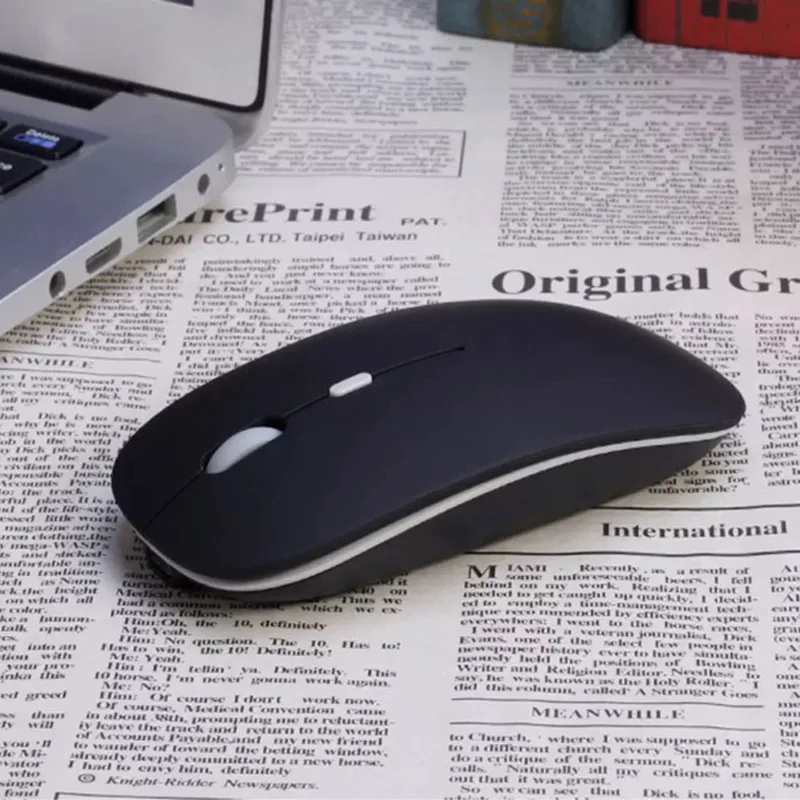 Matte Black Перезаряжаемая беспроводная мышь Do Dower с кнопкой USB, оптическая ультратонкая мини-мышь с зарядным кабелем для компьютера и ноутбука - Цвет: Matte Black