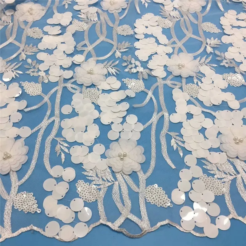 Нигерийские французские кружевные ткани 2019 африканский тюль 3d кружева блестки