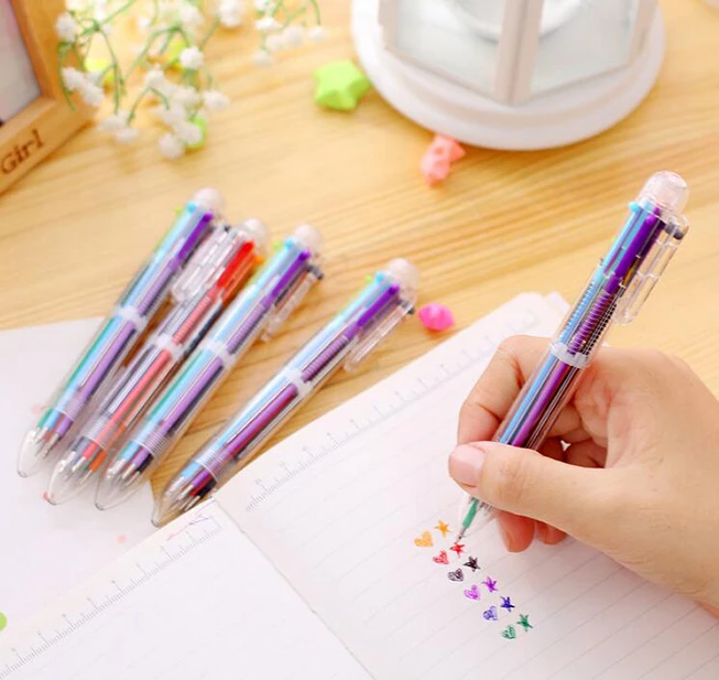 

30pcs / lot , 6 in 1 multifunction colored ballpoint pen , colourful roller ball pen as office and school stationary