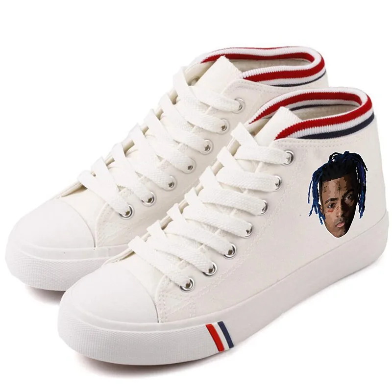 as the picture Рэпер петь XXXTentacion принт с героями мультфильмов, с высоким берцем для женщин дышащие парусиновые гамаши в кроссовках по индивидуальному заказу модные Хайтопы A194301 - Цвет: as the picture