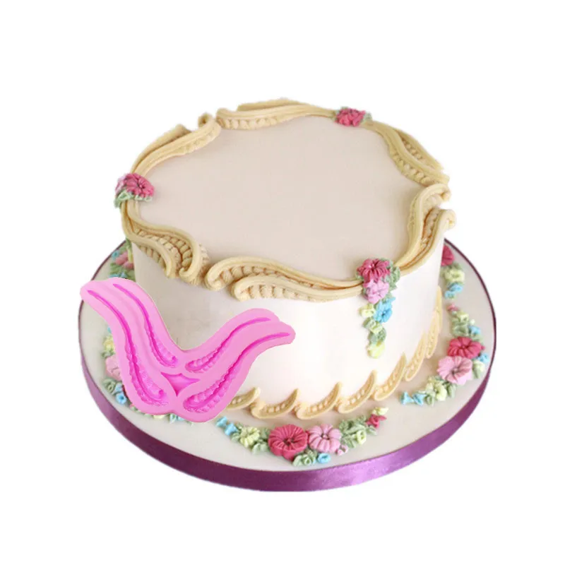 

New Fondant molds A large scroll flip sugar sugar cake mould bud mold reel Reel baking candy mold cakes chocolate biscuit