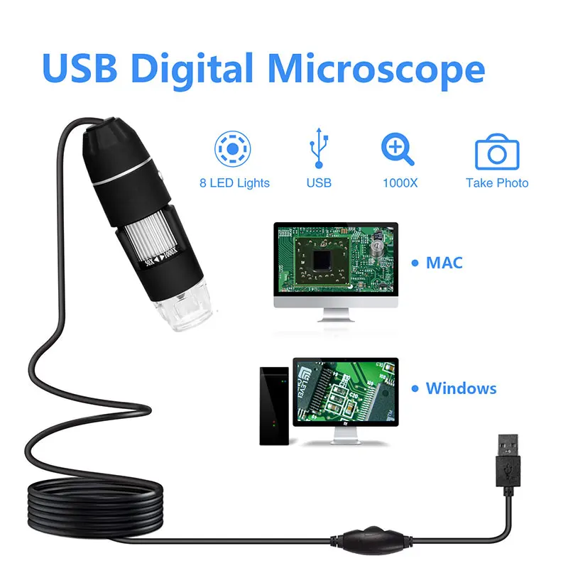 Микроскоп 500X/1000 светодио дный X 8 светодиодный Электронный USB микроскоп камера цифровой микроскоп Professional Лупа эндоскоп камера Microscopio