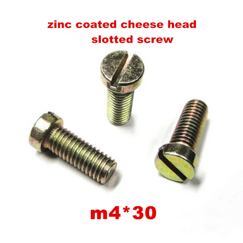 

200pcs steel with yellow zinc coated m4*30 cheese head slotted screw