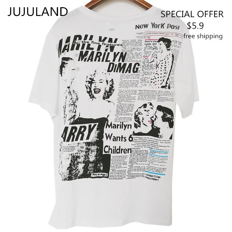 Женские свободные футболки JUJULAND повседневные с круглым вырезом летние топы