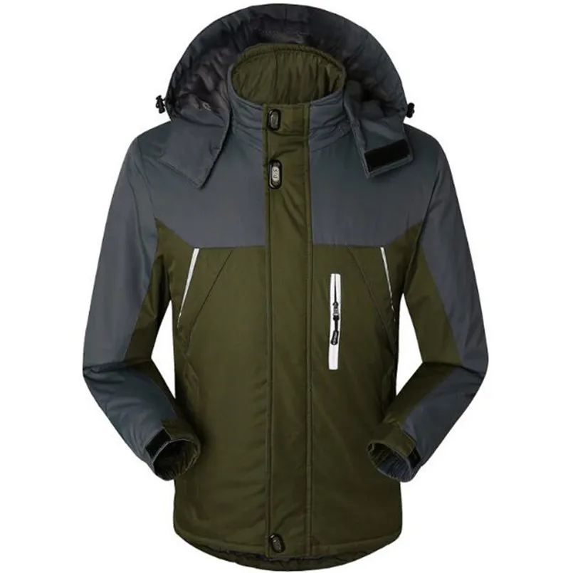 Толстый бархат подпушка и парка пальто 6XL 7XL 8XL 8XL теплый зимняя куртка для мужчин водонепроница ветрозащитная чакета Hombre - Цвет: Армейский зеленый