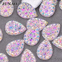 junao 8x13 16x30mm glitter large crystal ab drop rhinestone big crystal strass applique flatback resin gems non sewn stones