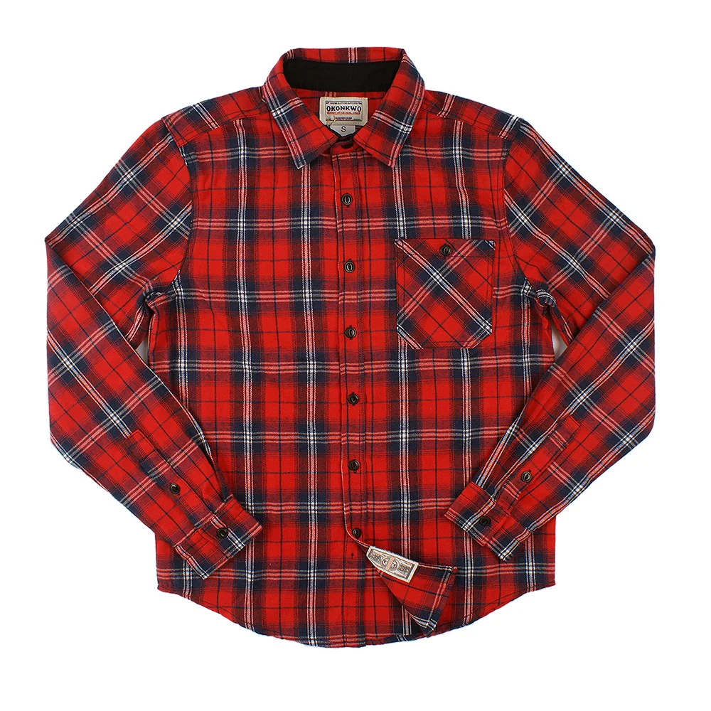 Мужская хлопковая рубашка в клетку с длинным рукавом Chemise Homme красная Зеленая