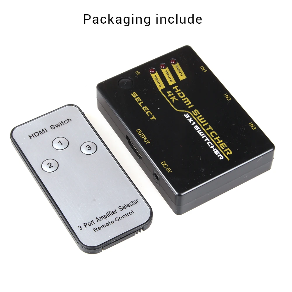 HOTNOW HDMI переключатель 3x1 Full HD 4K V1.4 1080P 3D видео 3 в 1 Выход конвертер адаптер с пультом