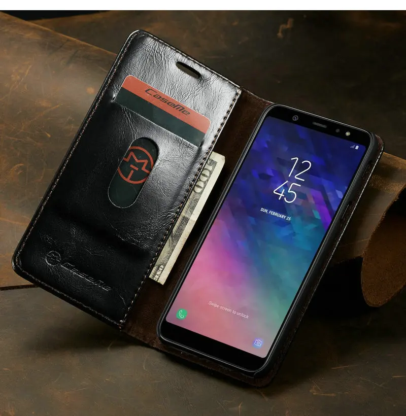 Чехол мне Магнитный кошелек чехол для телефона для samsung A8 A7 A6 Роскошные R64 кожаный флип чехол для Galaxy J4 J6 плюс J6 чехлы на сиденья