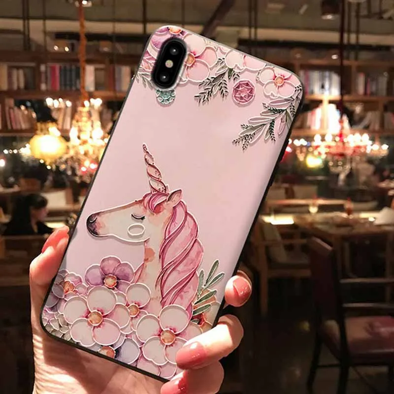 JIBAN New Lovely Cartoon flamingo unicorn matte soft Phone Case for iphone XS X 6s 6plus 7 8 mobile phone accessories wholesale |