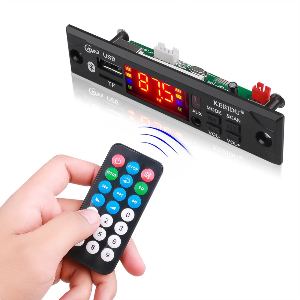 Kebidu 5V 12V Car Audio USB TF FM Radio Module Wireless Bluetooth MP3 WMA Decoder Board Player with Remote Control For | Электроника