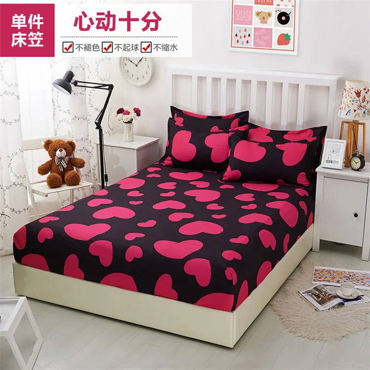 Cotton Fitted Sheet Twin Double King Size Bed Sheet with Elastic Color Geometric Fitted Sheet Sets Pillowcase Duvet Cover19 - Цвет: 24