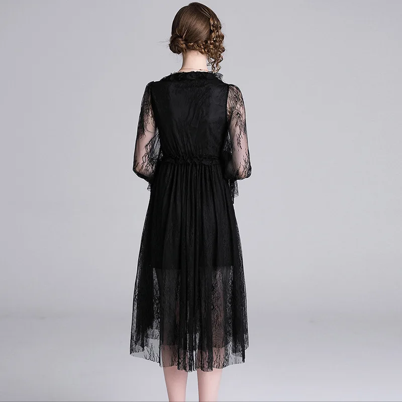 Женское Сетчатое платье с высокой талией элегантное эластичной на весну