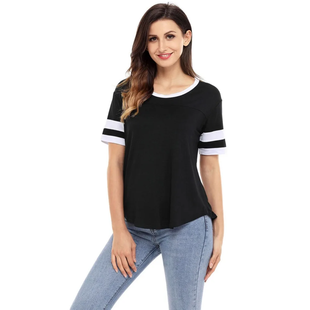 Новинка 2018 г. Женская футболка модная является простой дизайн с короткие