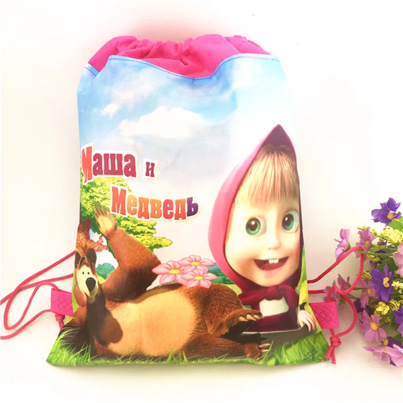 5/10/20/30 шт с героями мультфильма «Маша и Медведь» Вечерние Сумка-кисет для девочек дорожные сумки для хранения посылка школьные рюкзаки День рождения свадебные сувениры