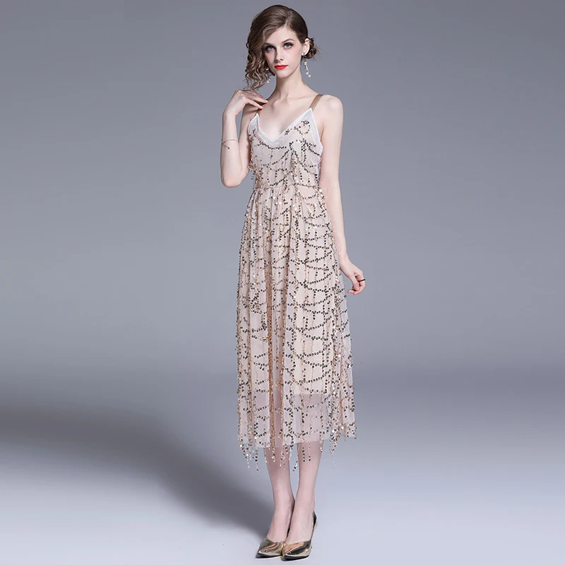 Сексуальное и Клубное вечернее платье для женщин расшитое блестками с открытой