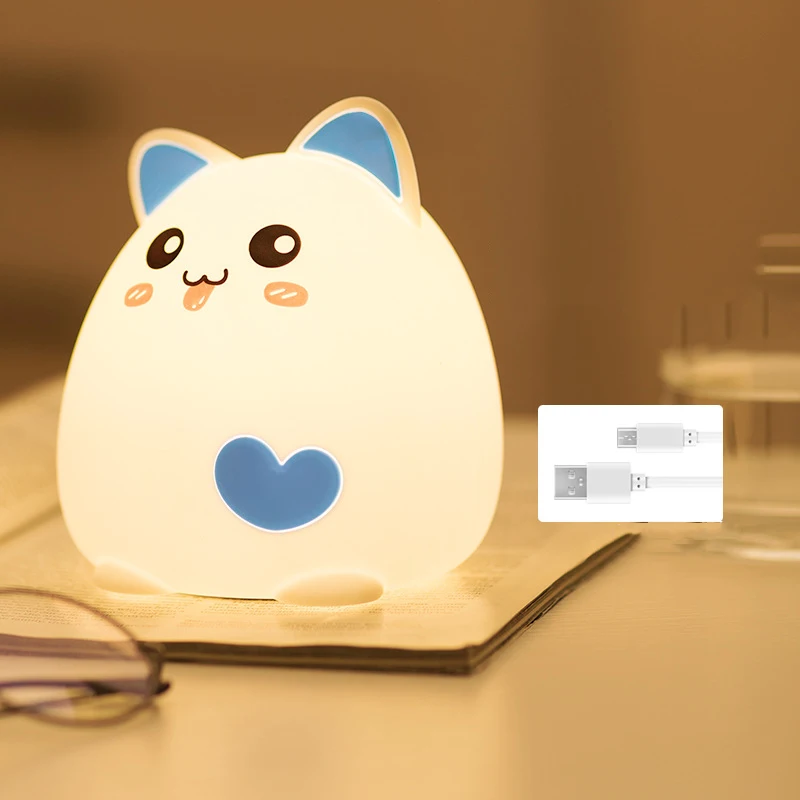 Милый светодиодный ночник с изображением кота животного USB зарядка силиконовая