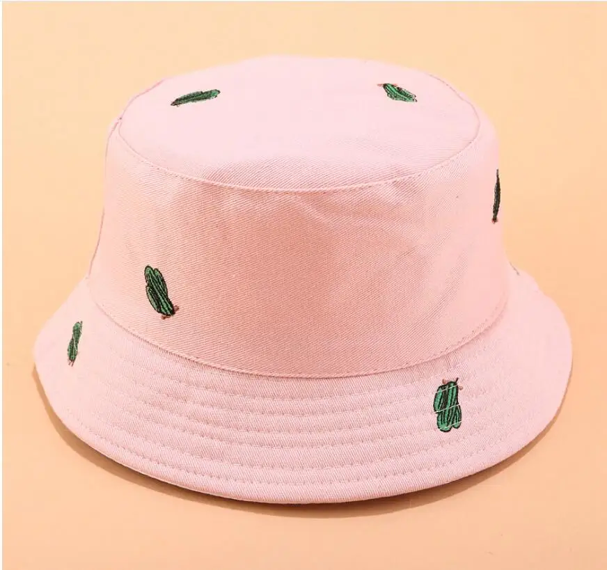 pink white Двусторонняя 4 цвета кактус Панама Шляпа Унисекс модная шляпа для рыбалки Bob Кепка s для женщин и мужчин Панама шляпа летняя солнцезащитная Кепка - Цвет: pink white