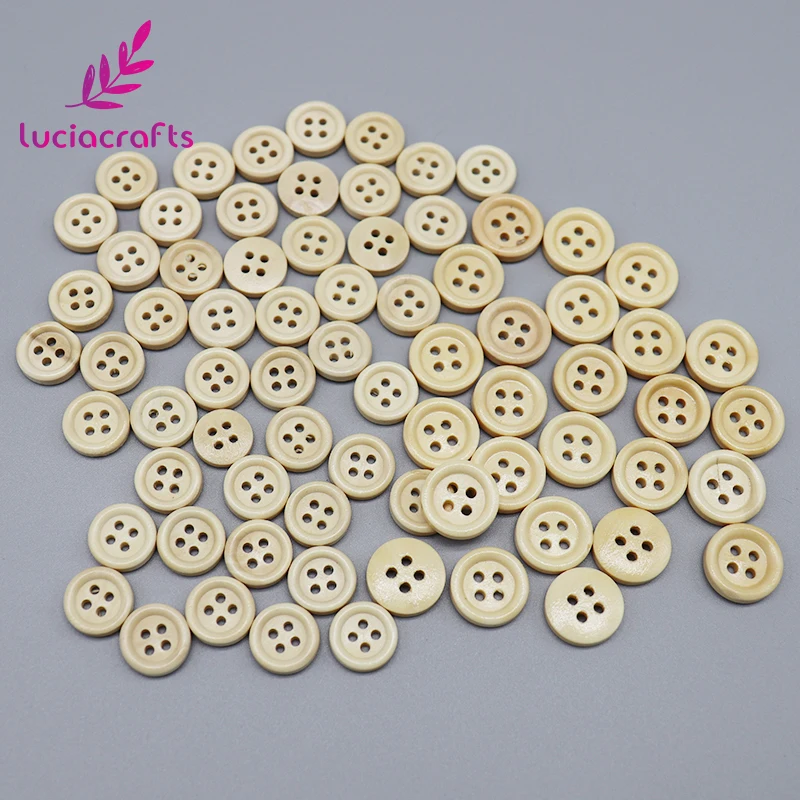 Lucia crafts 24 шт./лот 12 мм/13 мм/15 мм с 4 отверстиями натуральный круглый Woodden snap кнопки Швейные DIY украшения для одежды, аксессуары E0118