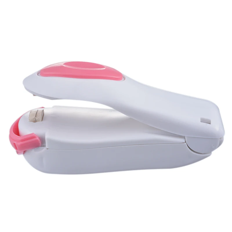 White Pink Портативная Бытовая мини-машина для запечатывания тепла с зажимом для сумки, электрическая запечатывающая машина, уплотнитель, пластиковый зажим для мешка с батареей - Цвет: White Pink