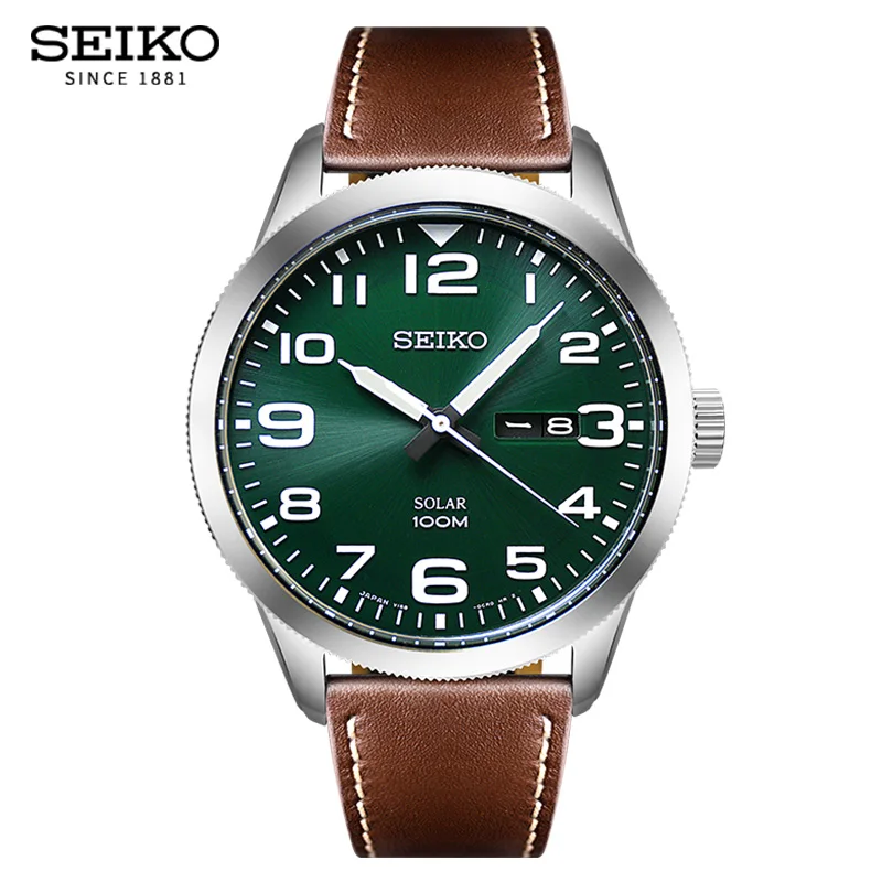 Оригинальные кварцевые часы SEIKO 5 с английским календарем, светящиеся спортивные мужские часы на солнечной энергии, повседневные водонепроницаемые часы 10 бар, гарантия