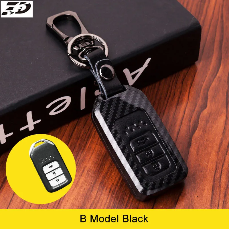 Чехол для ключа из углеродного волокна и кожи Honda HRV HR V Vezel For Jazz Crosstour XRV Jed Pilot Accord