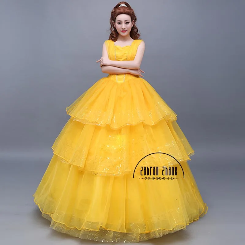 Новое поступление Moive Belle Принцесса для взрослых женщин желтый костюм косплей