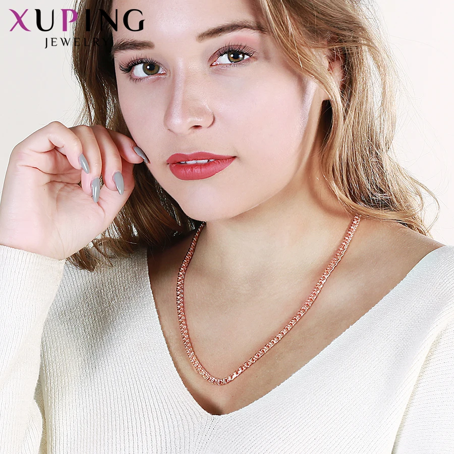 Xuping для женщин, модное ювелирное изделие, закаленный дизайн, розовое золото, покрытие, длинное ожерелье, подарки на день Святого Валентина, S92-44802