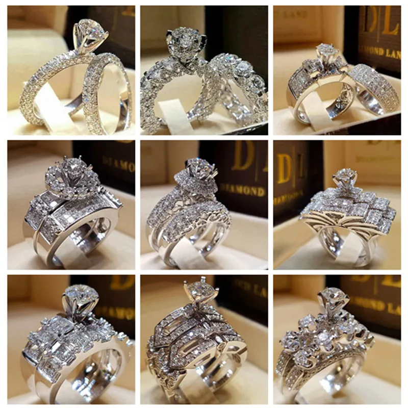 Женское кольцо с кристаллами Boho белое круглым кольцом Брендовое роскошное
