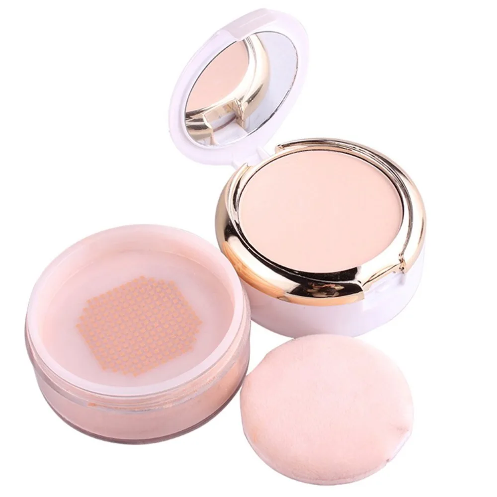 

2 Layers Powder Palette Women Makeup Cosmetic Contour Shading Concealer make up Wet Dry Maquiagem Powder Puff