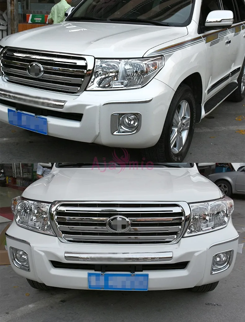 Для Toyota LC Land Cruiser 200 2012- передняя сторона решетка отделка Бампер протектор ABS хром автомобиль-Стайлинг Аксессуары